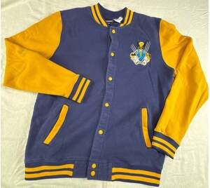 Marvel X-Men Wolverine Varsity Jacket Medium Blue Yellow Y2K Style Streetwear